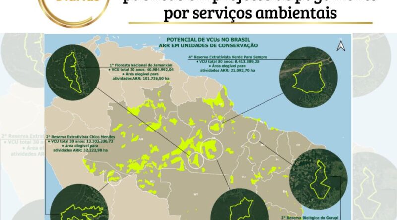 Estudo avalia o potencial de receita em pagamento por serviços ambientais (PSA) em florestas públicas e unidades de conversação no Brasil.