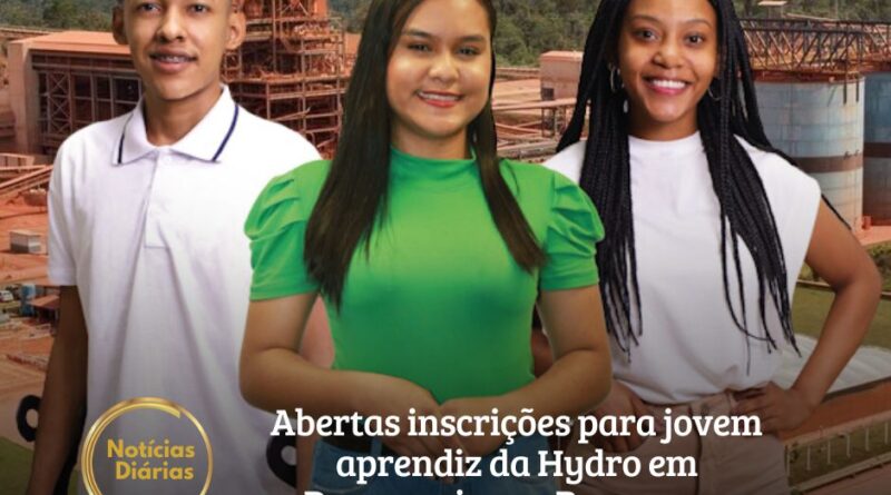 Estão abertas, até 31 de agosto, as inscrições para o Programa Jovem Talento 2024 da Hydro. São 235 vagas para jovens aprendizes nas unidades de Paragominas e Barcarena; Mineração Paragominas, Alunorte e Albras