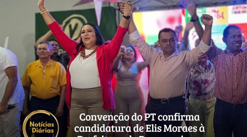 A convenção do PT (Partido dos Trabalhadores), PC do B (Partido Comunista do Brasil), e PV (Partido Verde), na noite de sexta-feira, 02 e agosto, apresentou oficialmente o nome de Elis Morais como sua representante na corrida eleitoral para a Prefeitura de Paragominas.