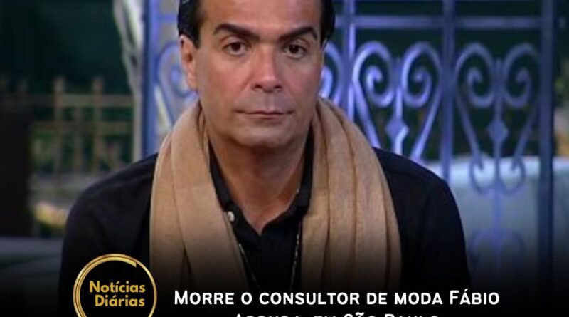 Morreu na tarde deste sábado (7) o consultor de moda e ex-”A Fazenda” Fábio Arruda. Ele foi encontrado morto em sua casa na região do Itaim Bibi, área nobre de São Paulo.