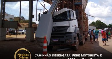 Caminhão desengata, fere Motorista e danifica posto da SEFA em Dom Eliseu