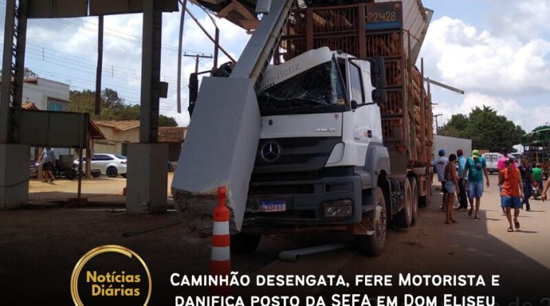 Caminhão desengata, fere Motorista e danifica posto da SEFA em Dom Eliseu