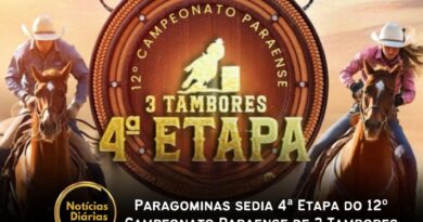 Paragominas recebe, entre os dias 24 e 27 de outubro de 2024, a 4ª etapa do 12º Campeonato Paraense de 3 Tambores. O evento acontece no Parque de Exposições Amílcar Tocantins e oferece R$ 100 mil em prêmios.