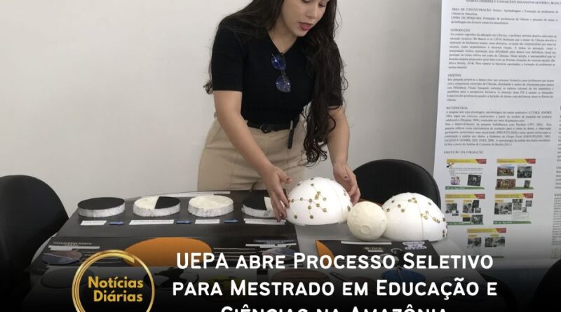 A Universidade do Estado do Pará (Uepa) abriu inscrições para o Processo Seletivo 2025 do Mestrado Profissional em Educação e Ensino de Ciências na Amazônia.