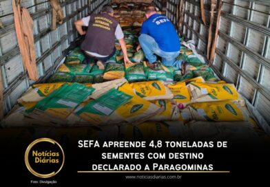 operação da SEFA (Secretaria da Fazenda) interceptou, no dia 25, uma carga de 4,8 toneladas de sementes híbridas de milho e sorgo em Dom Eliseu, no Pará. Apesar de as notas fiscais indicarem Paragominas como destino final