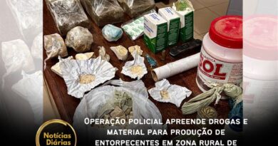 Operação policial apreende drogas e material para produção de entorpecentes em zona rural de Ulianópolis