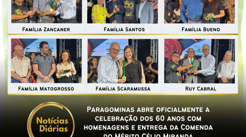 Paragominas iniciou as comemorações de seus 60 anos com a entrega da Comenda do Mérito Célio Miranda, honraria concedida a personalidades e instituições que contribuíram para o crescimento da cidade.