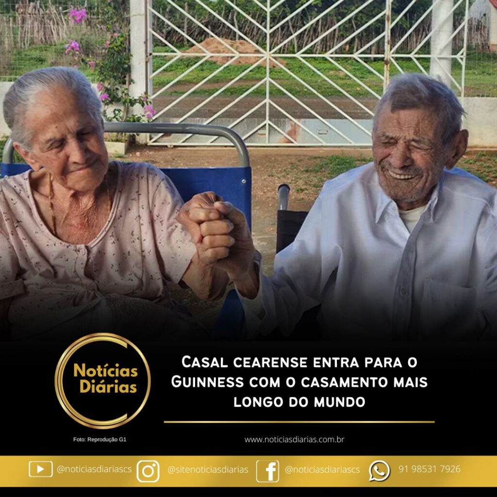 Manoel Angelim Dino, de 105 anos, e Maria de Souza Dino, de 101, foram reconhecidos pelo Guinness World Records como o casal com o casamento mais longevo do mundo.